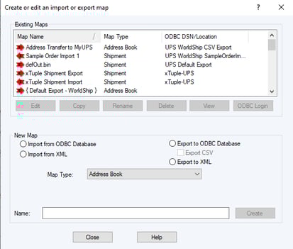 WorldShip import-export screen